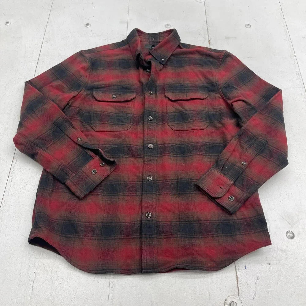 Banana Republic Shirt Mens Large Red Plaid Flannel Long Sleeve Button Up Pockets